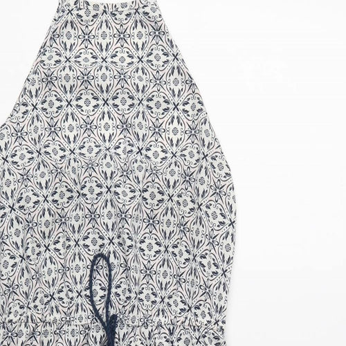 Primark Womens Blue Geometric Polyester Tank Dress  Size 6  Square Neck Drawstring