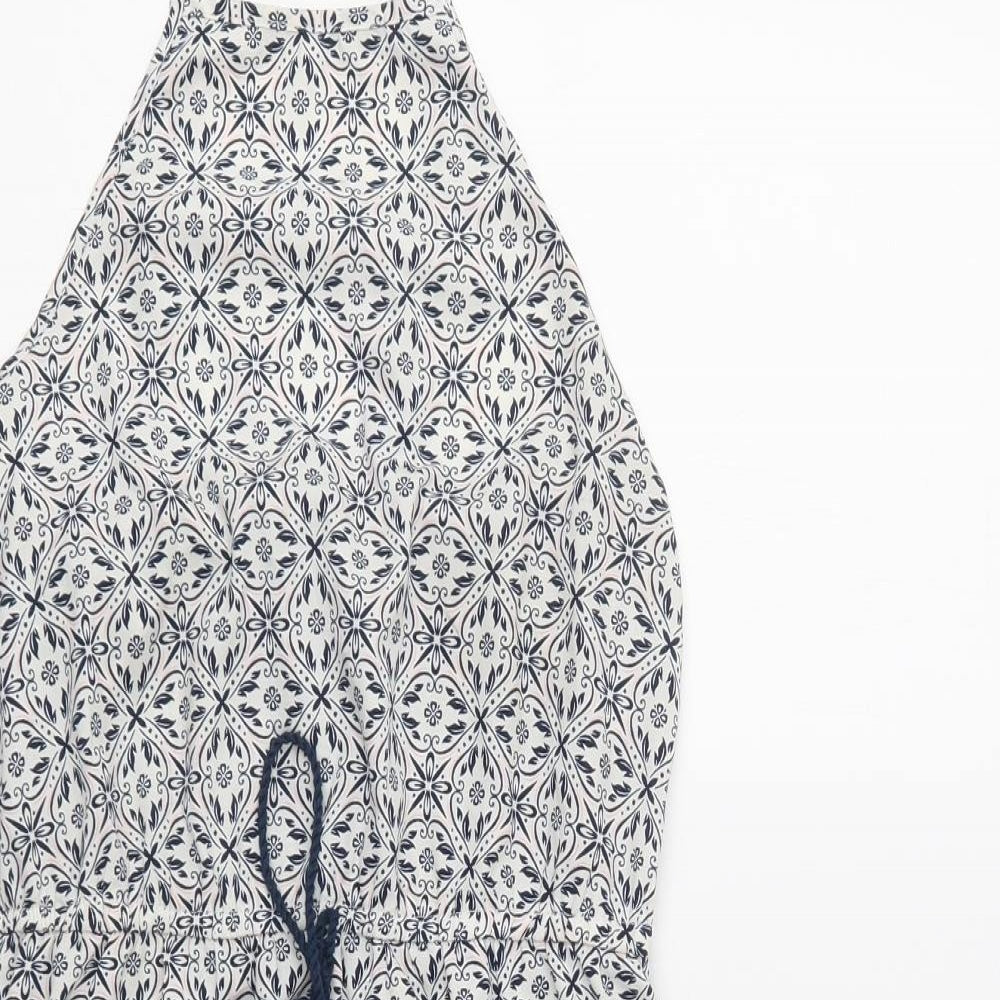 Primark Womens Blue Geometric Polyester Tank Dress  Size 6  Square Neck Drawstring