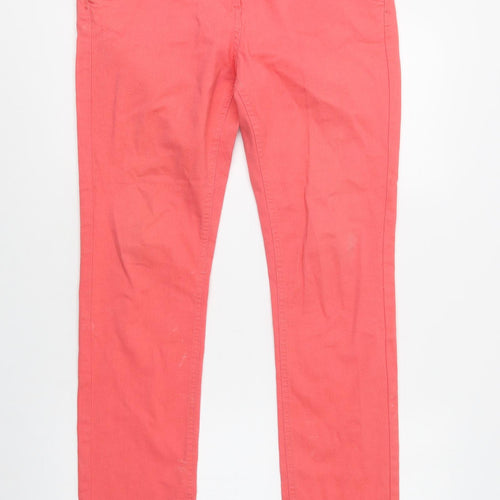 BHS Womens Pink  Cotton Skinny Jeans Size 12 L31 in Regular Button