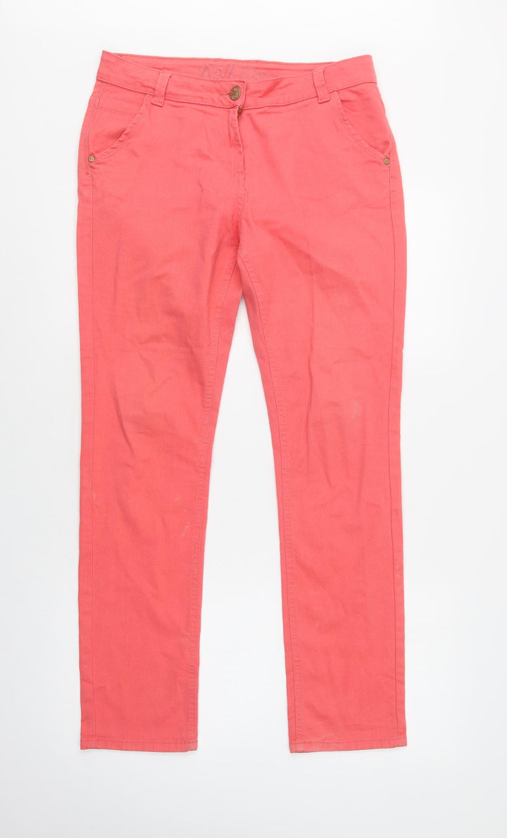 BHS Womens Pink Cotton Skinny Jeans Size 12 L31 in Regular Button