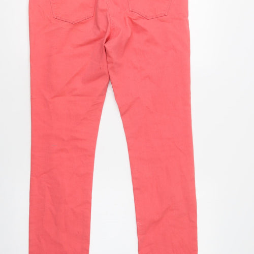 BHS Womens Pink  Cotton Skinny Jeans Size 12 L31 in Regular Button