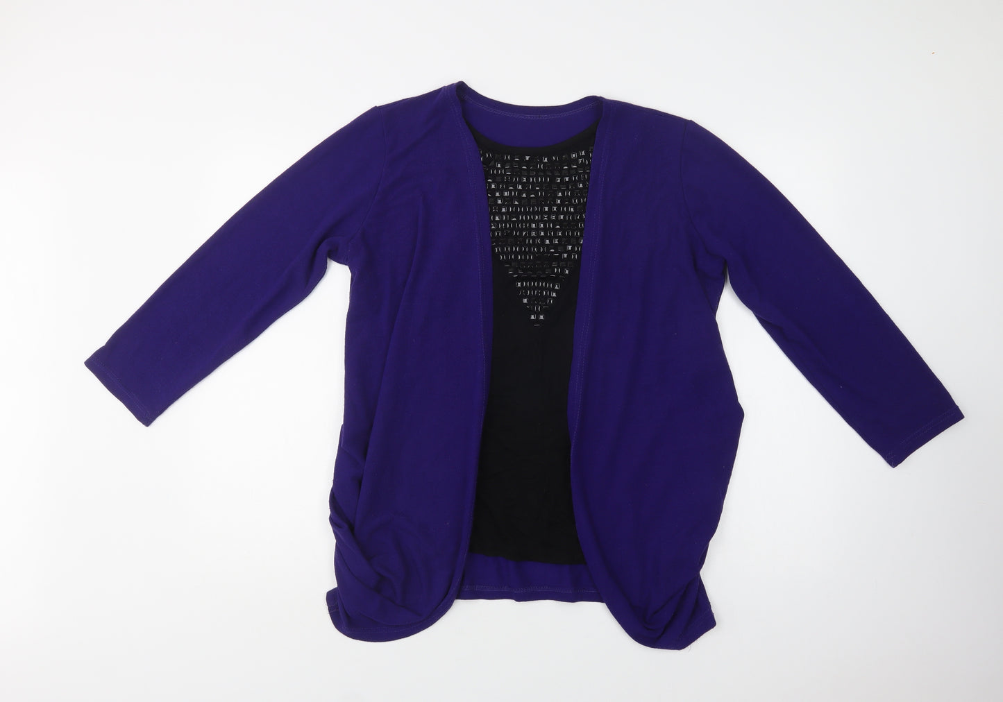 Preworn Womens Purple Round Neck  Polyester Cardigan Jumper Size L