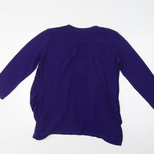 Preworn Womens Purple Round Neck  Polyester Cardigan Jumper Size L