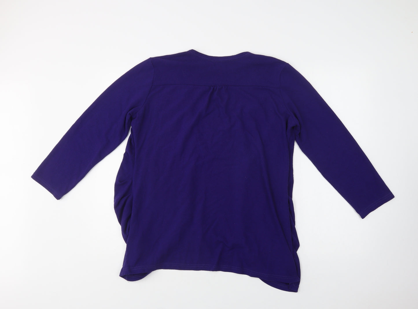Preworn Womens Purple Round Neck  Polyester Cardigan Jumper Size L