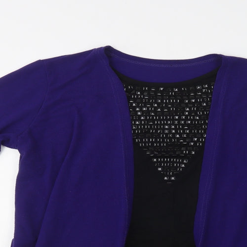 Preworn Womens Purple Round Neck  Polyester Cardigan Jumper Size L