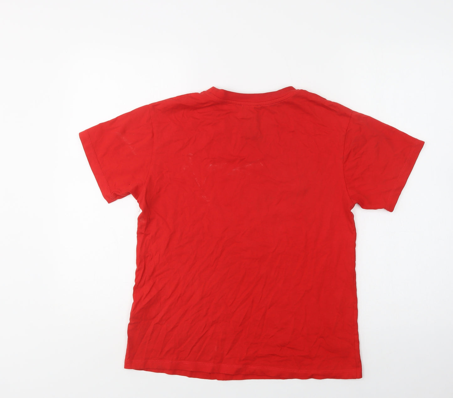 Topshop Womens Red  Cotton Basic T-Shirt Size 8 Crew Neck - Smile