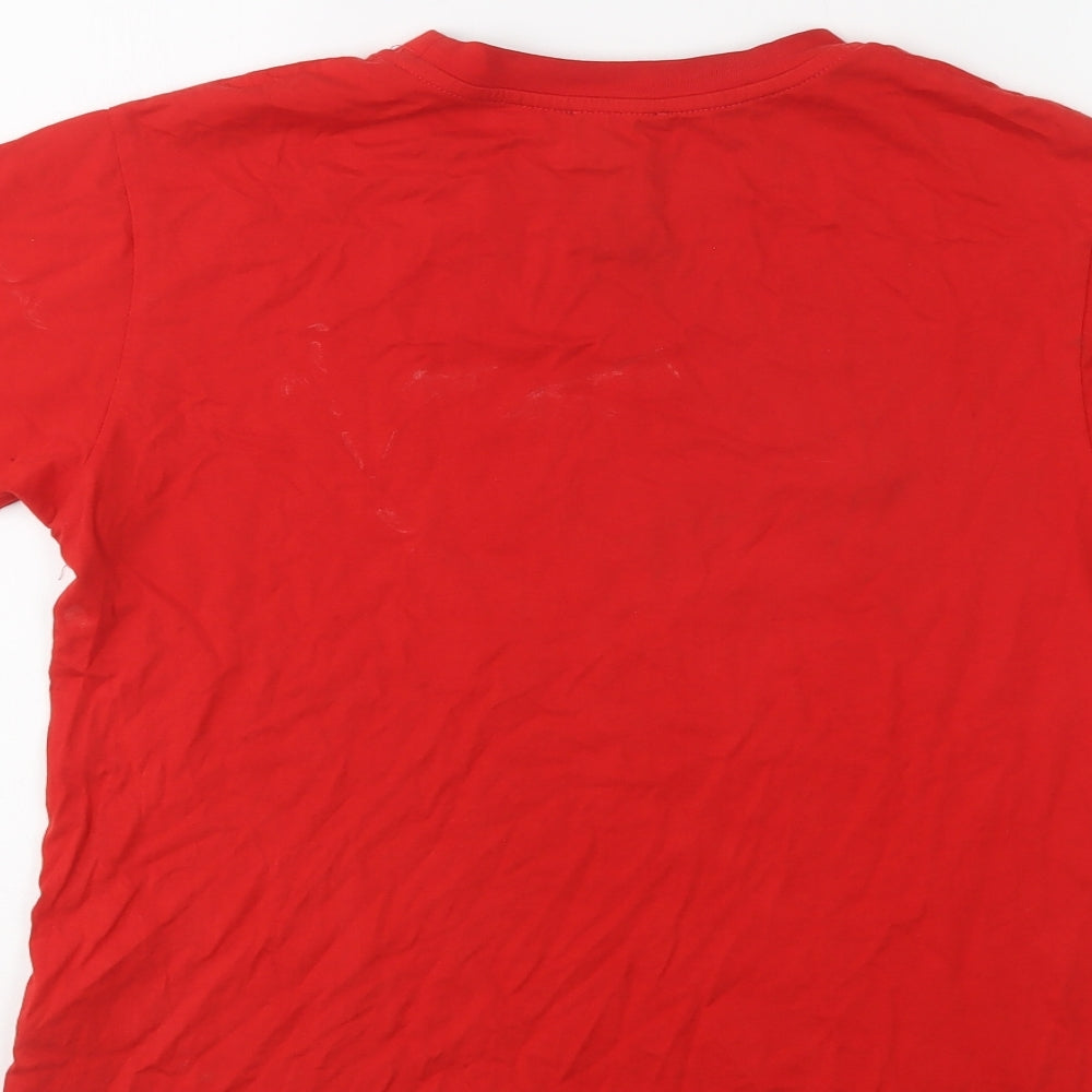 Topshop Womens Red  Cotton Basic T-Shirt Size 8 Crew Neck - Smile