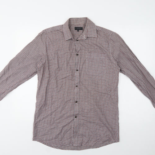 Matalan Mens Red Check Cotton  Button-Up Size 15 Collared Button
