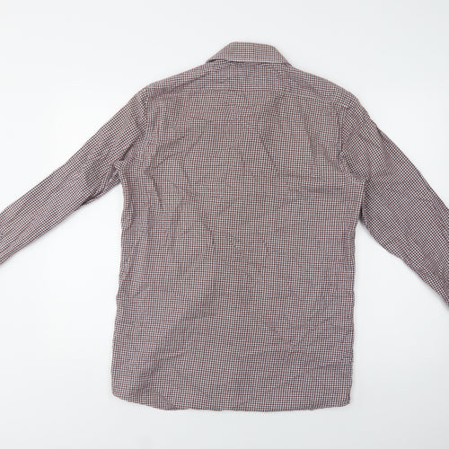 Matalan Mens Red Check Cotton  Button-Up Size 15 Collared Button