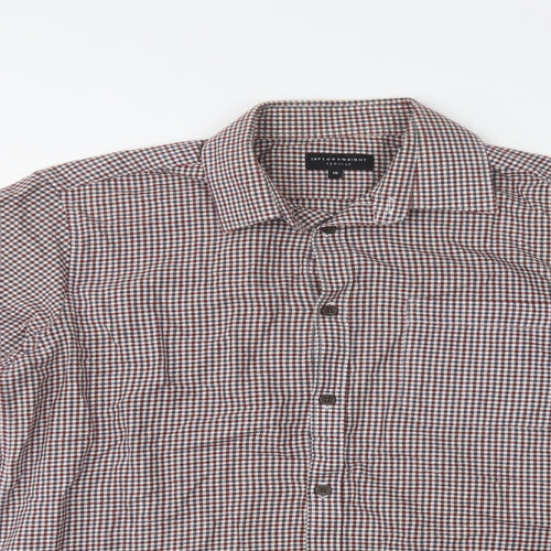 Matalan Mens Red Check Cotton  Button-Up Size 15 Collared Button
