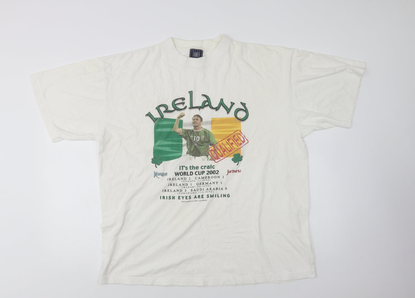 Blue Thunder Mens White  Cotton  T-Shirt Size XL Crew Neck  - Ireland