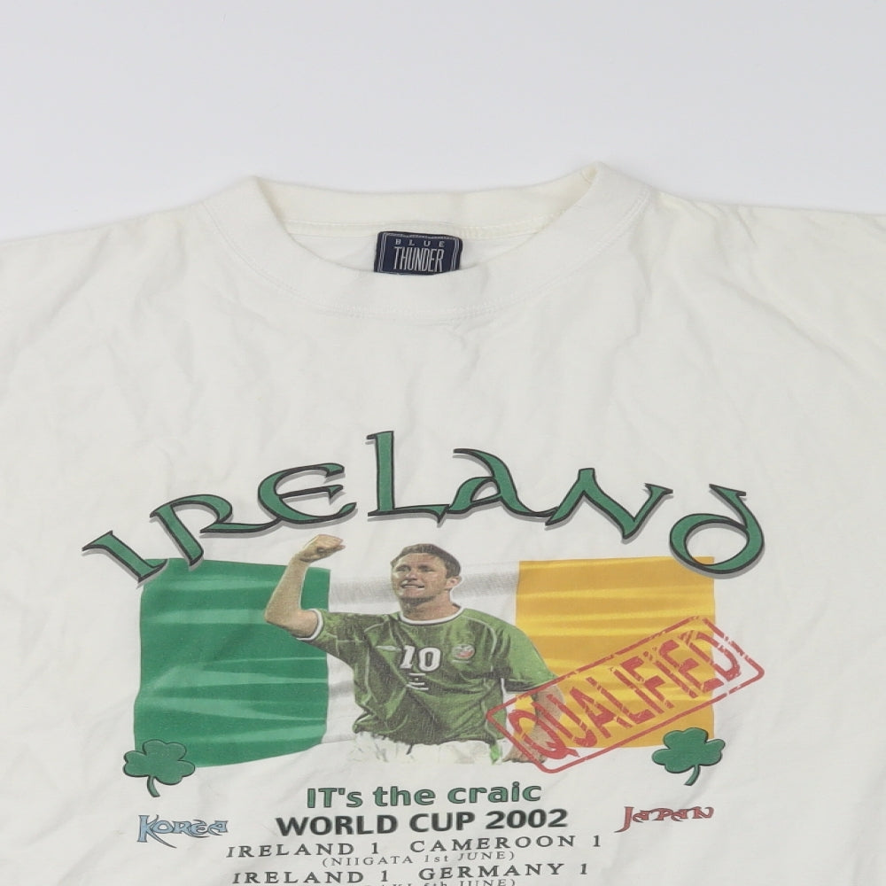 Blue Thunder Mens White  Cotton  T-Shirt Size XL Crew Neck  - Ireland