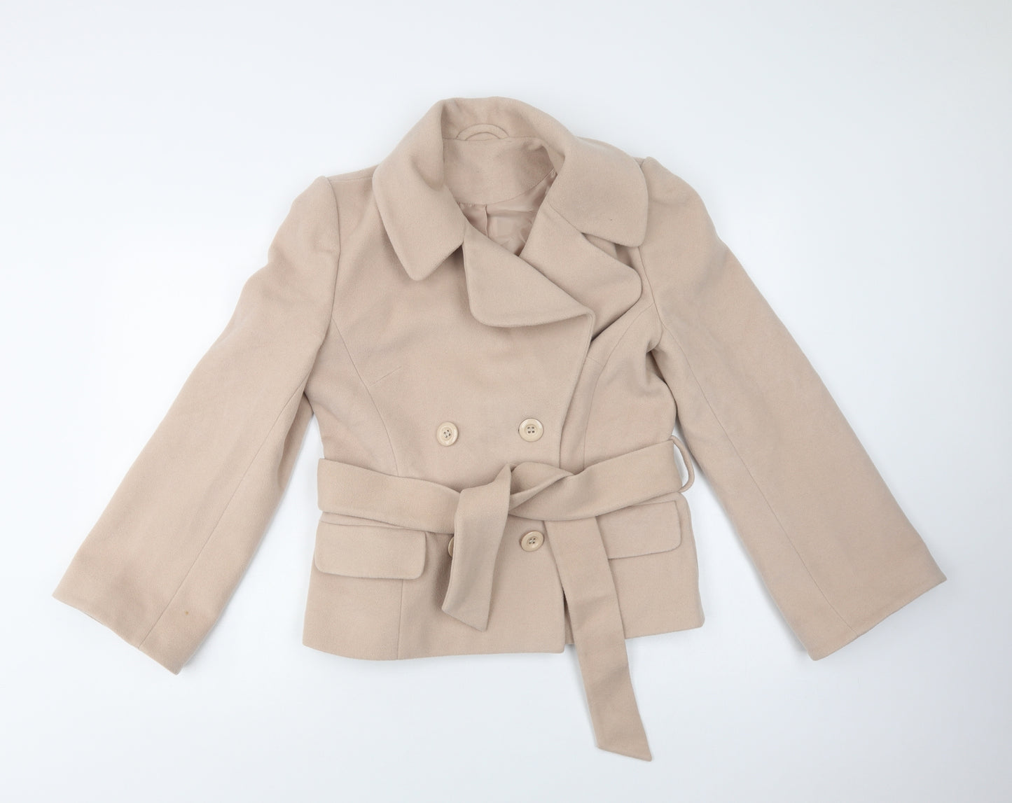 Dorothy Perkins Womens Beige   Pea Coat Coat Size 12  Button