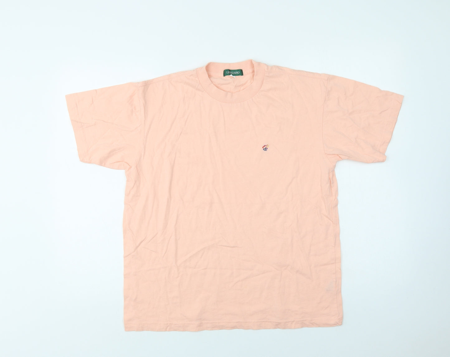 Giordano Mens Pink  Cotton  T-Shirt Size S Crew Neck