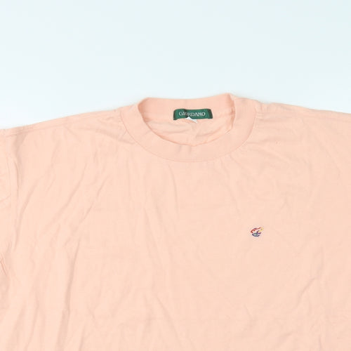 Giordano Mens Pink  Cotton  T-Shirt Size S Crew Neck