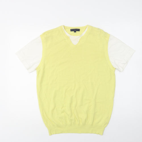 Daniele Fiesoli Womens Yellow Crew Neck  Cotton Pullover Jumper Size L