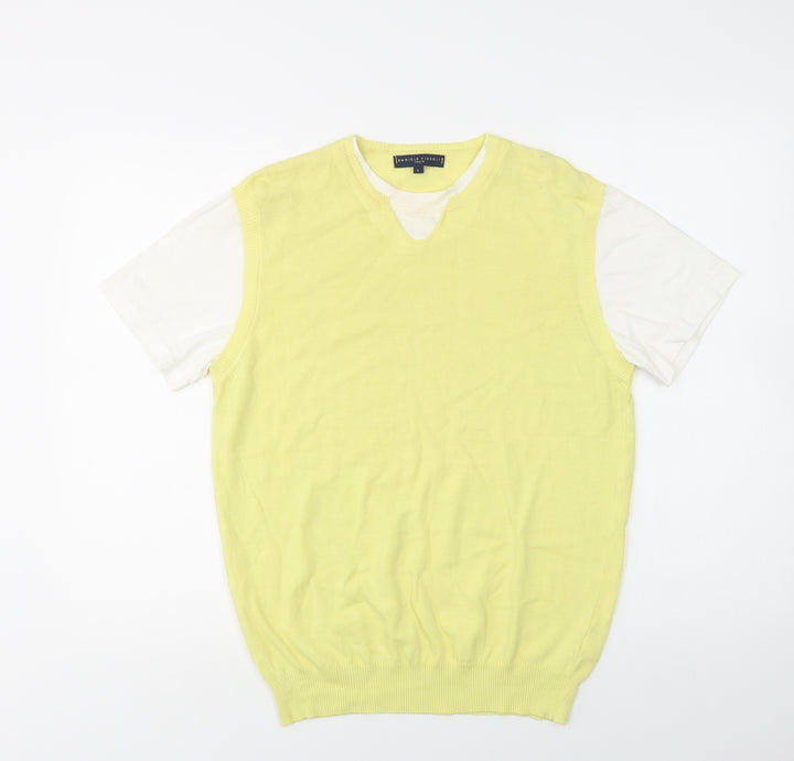 Daniele Fiesoli Womens Yellow Crew Neck  Cotton Pullover Jumper Size L