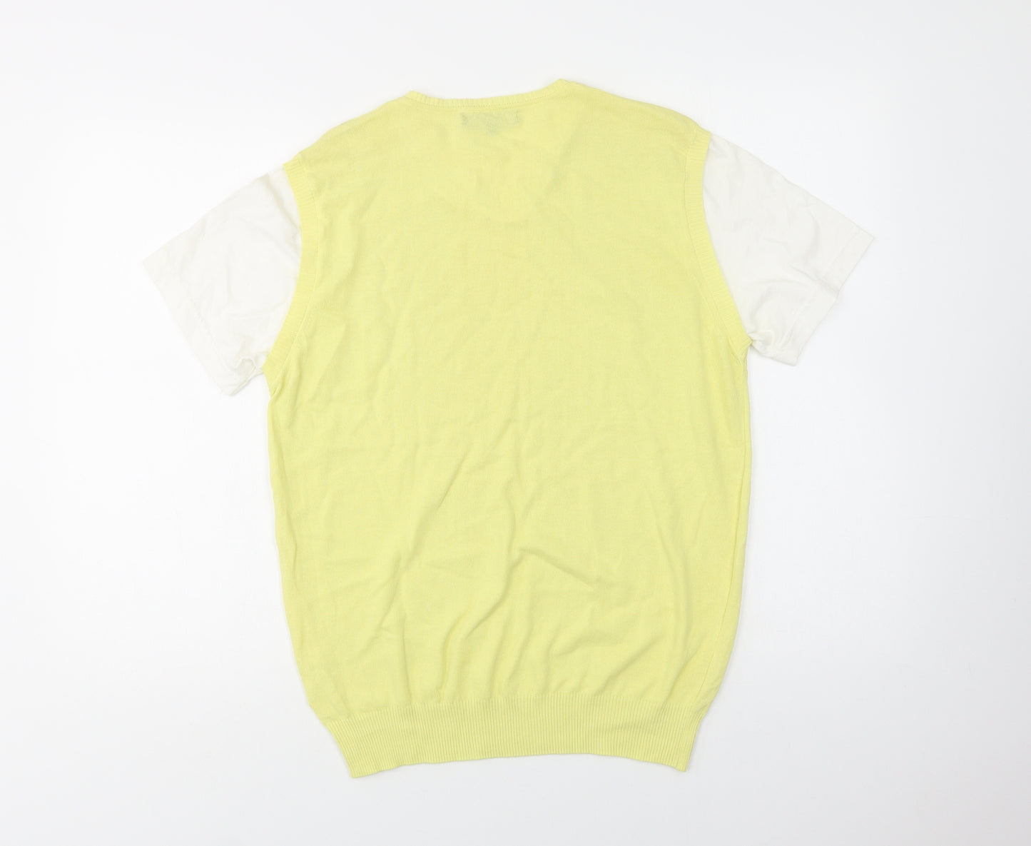 Daniele Fiesoli Womens Yellow Crew Neck  Cotton Pullover Jumper Size L