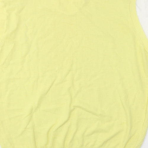 Daniele Fiesoli Womens Yellow Crew Neck  Cotton Pullover Jumper Size L