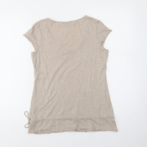 M&S Womens Beige  Cotton Basic Blouse Size 10 V-Neck