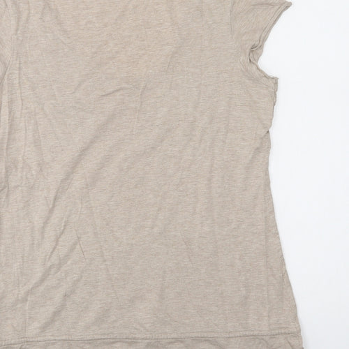 M&S Womens Beige  Cotton Basic Blouse Size 10 V-Neck