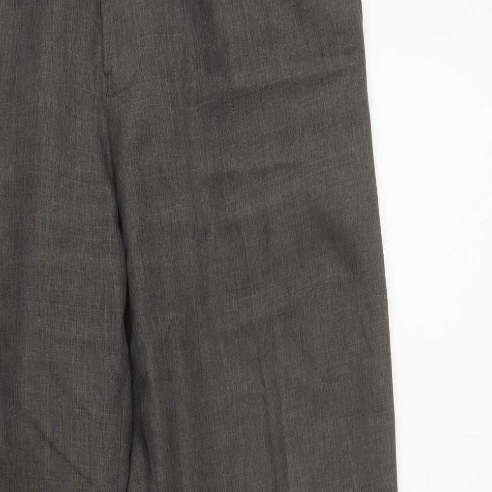 M&S Mens Grey  Polyester Dress Pants Trousers Size 34 L29 in Regular Button