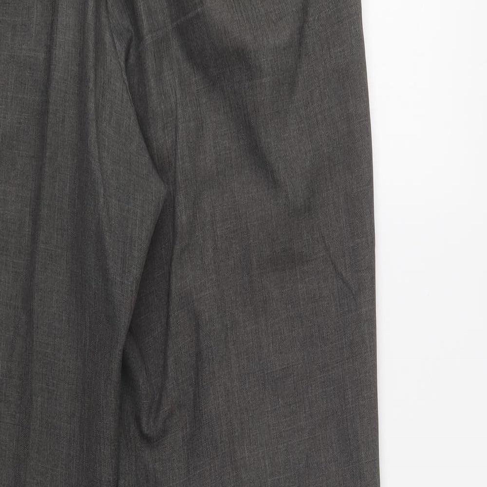 M&S Mens Grey  Polyester Dress Pants Trousers Size 34 L29 in Regular Button