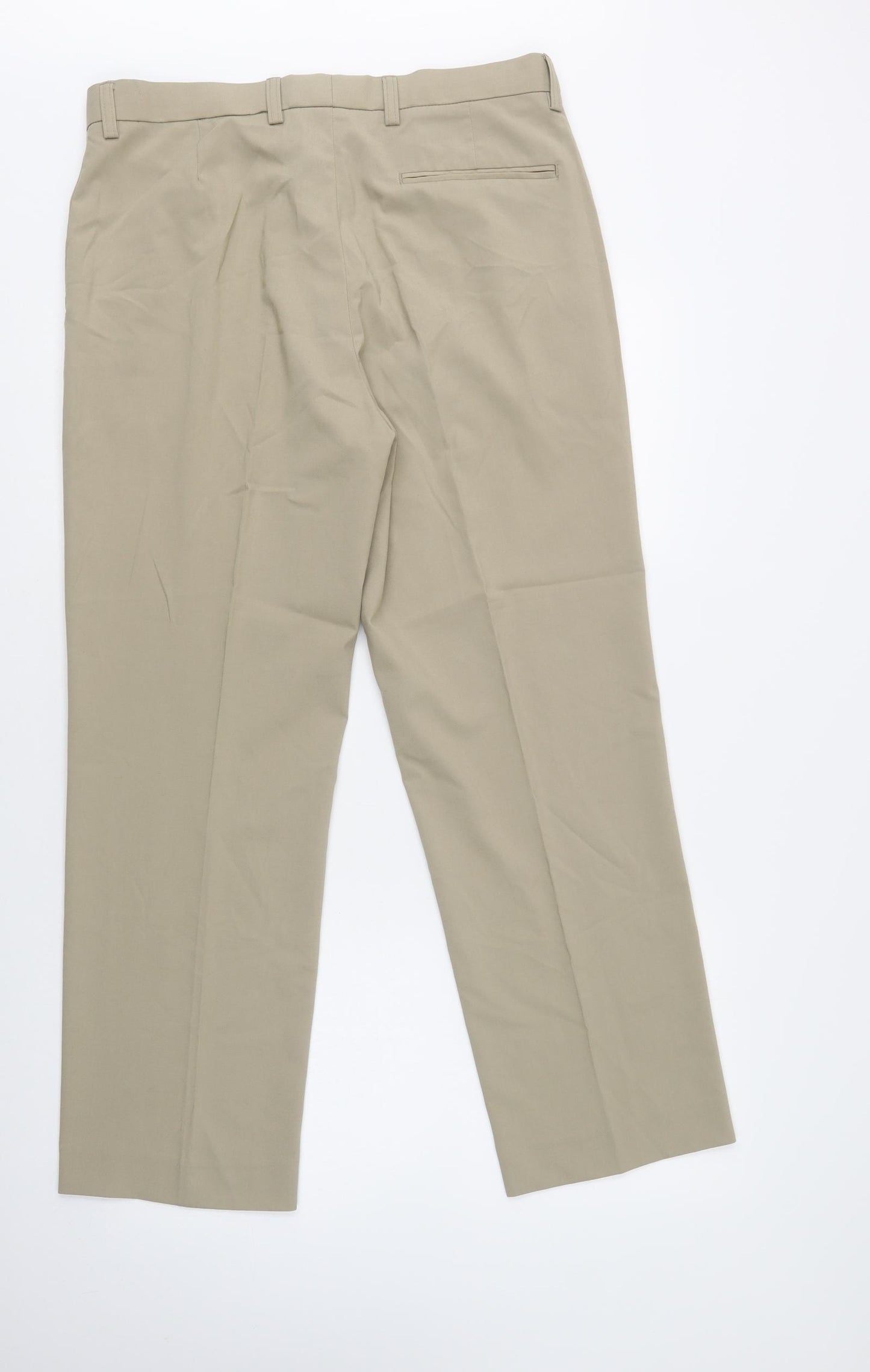 Burton Mens Beige  Polyester Dress Pants Trousers Size 34 L31 in Regular Hook & Loop