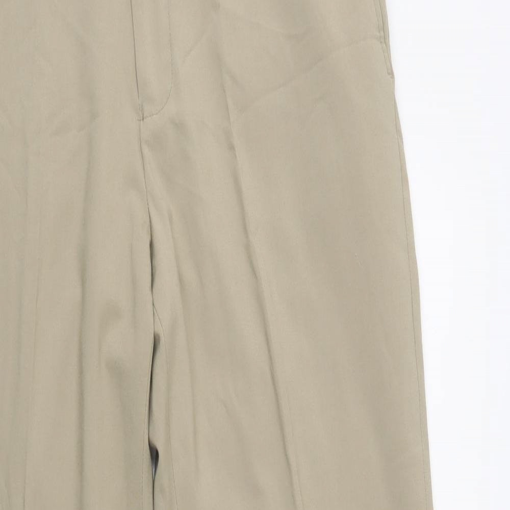 Burton Mens Beige  Polyester Dress Pants Trousers Size 34 L31 in Regular Hook & Loop