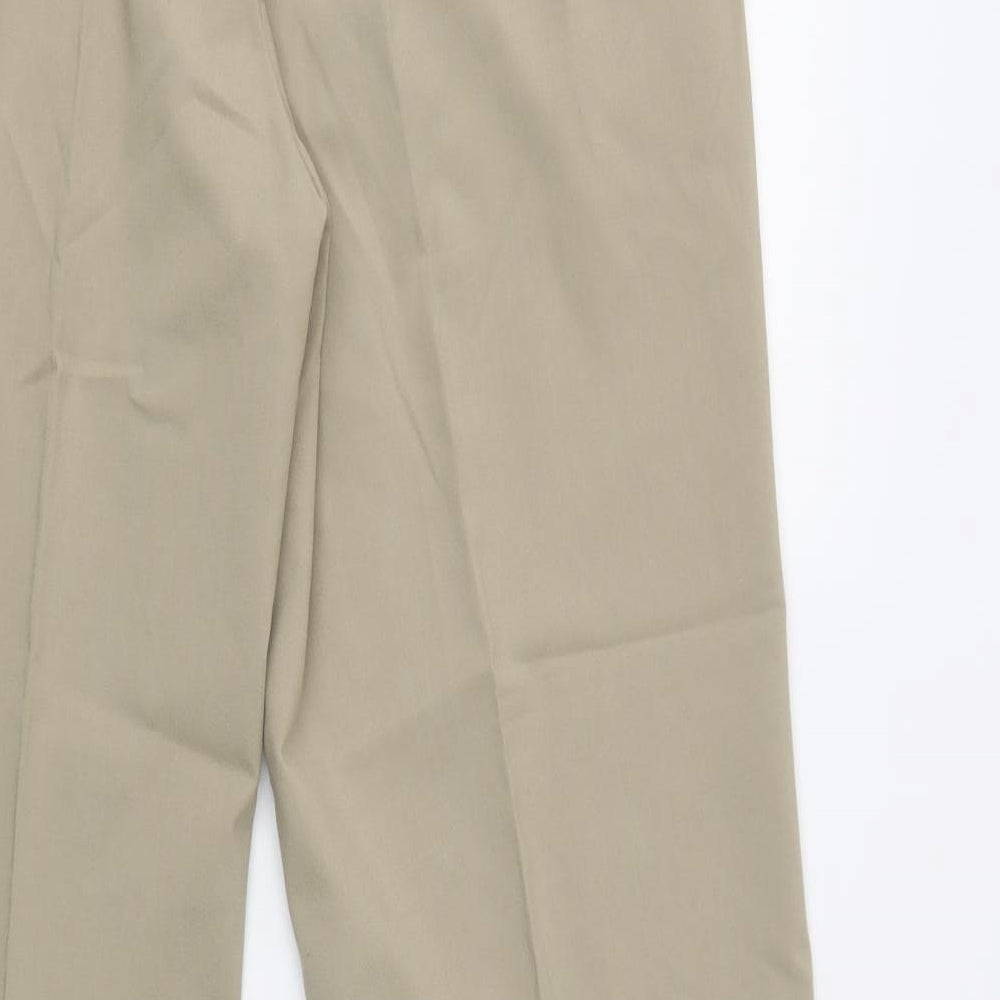 Burton Mens Beige  Polyester Dress Pants Trousers Size 34 L31 in Regular Hook & Loop
