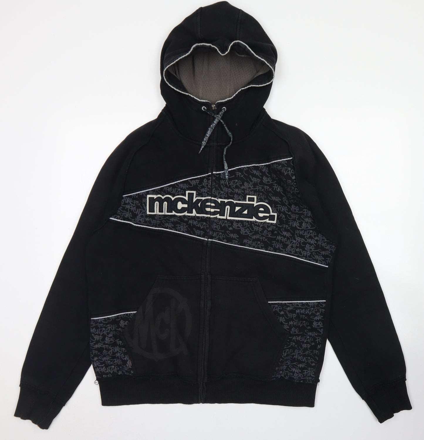 McKenzie Mens Black  Cotton Full Zip Hoodie Size XL