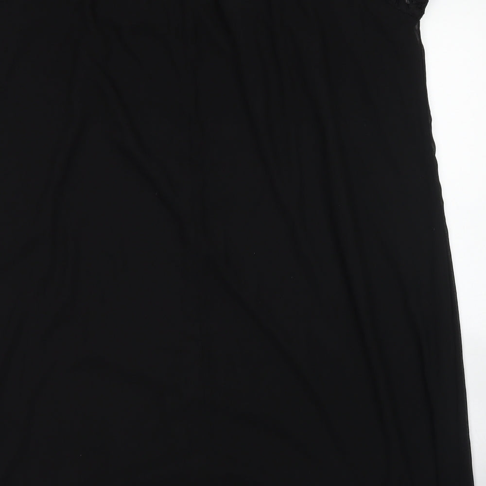 Yours Womens Black  Polyester Tunic Blouse Size 24 Round Neck - Lace Sleeves