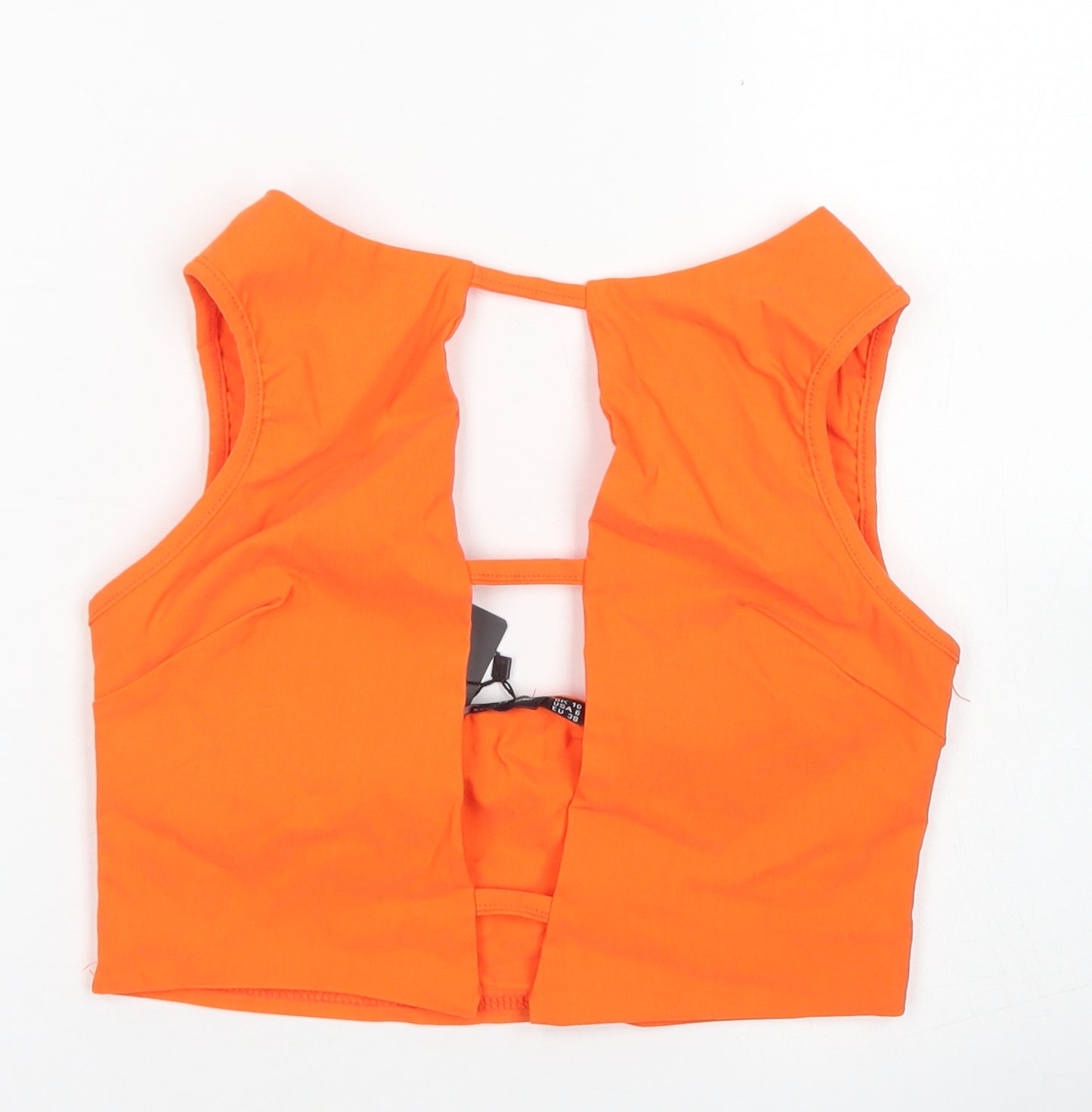 PRETTYLITTLETHING Womens Orange  Polyester Cropped Tank Size 10 Round Neck - Cut out front