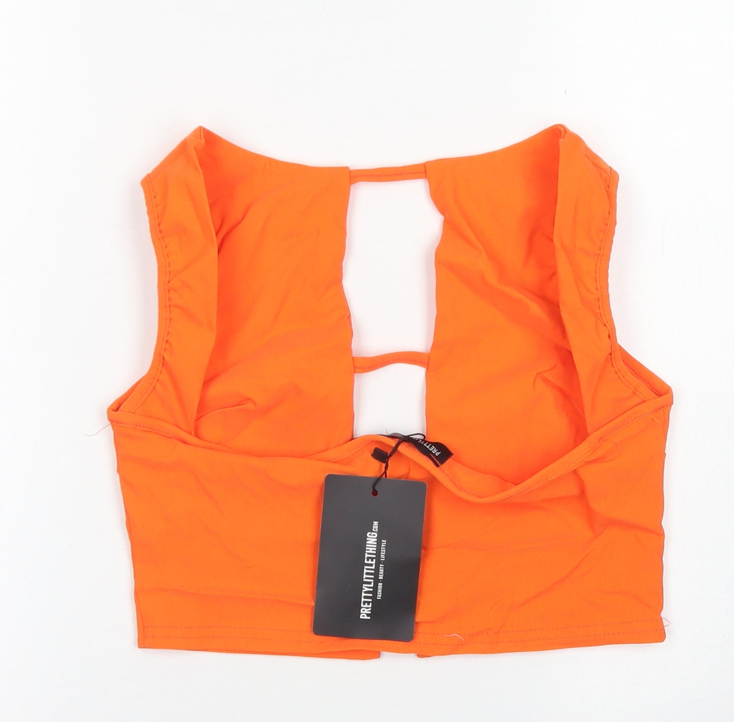 PRETTYLITTLETHING Womens Orange  Polyester Cropped Tank Size 10 Round Neck - Cut out front
