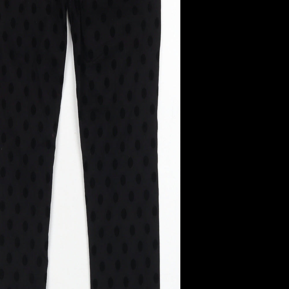 Dorothy Perkins Womens Black Polka Dot Cotton Skinny Jeans Size 14 L29 in Regular Button - Frankie Style Jeans