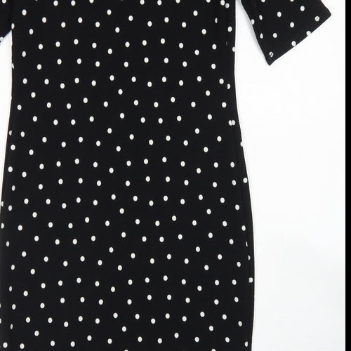 Forever Womens Black Polka Dot Polyester Pencil Dress  Size M  Crew Neck