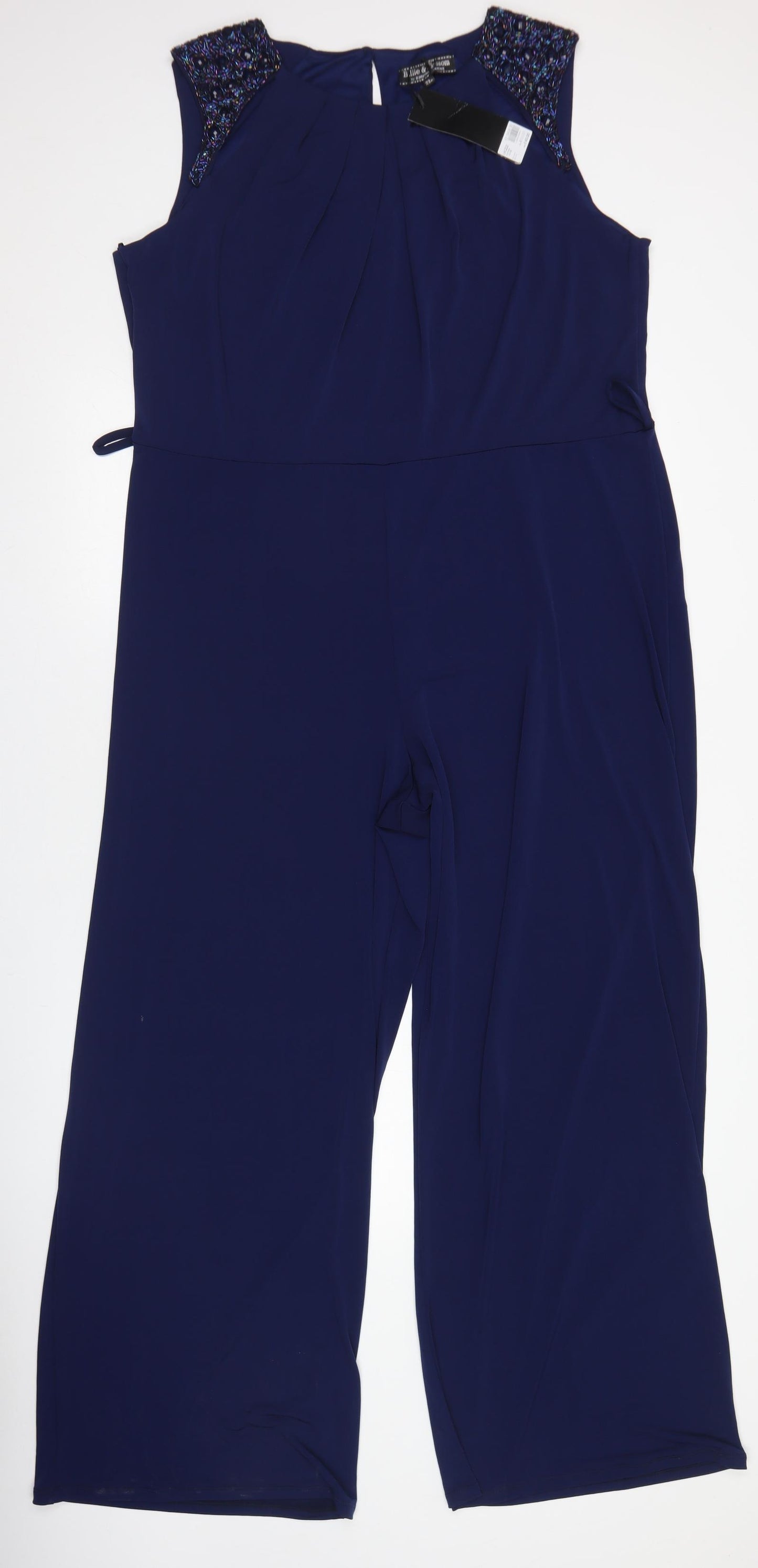 Billie & Blossom Womens Blue  Polyester Jumpsuit One-Piece Size 22 L27 in Button