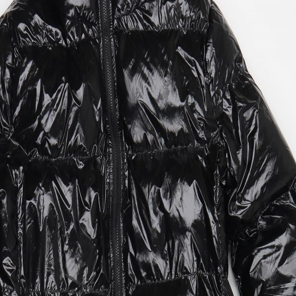 Boohoo Womens Black   Puffer Jacket Coat Size 8  Zip