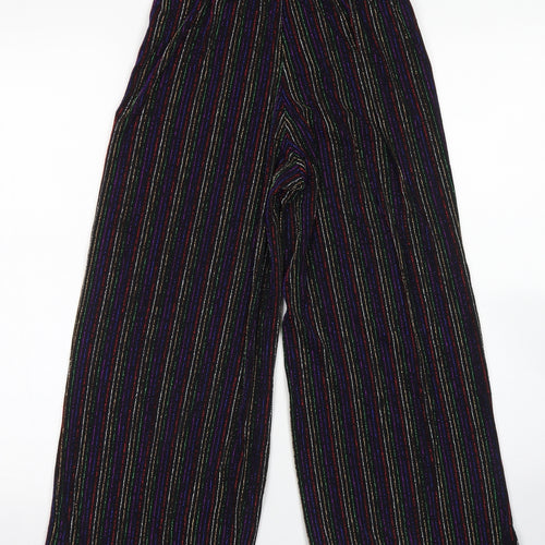 Primark Womens Black Striped Nylon Dress Pants Trousers Size 4 L21 in Regular