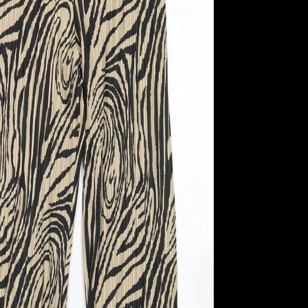 River Island Womens Brown Animal Print Polyester Dress Pants Trousers Size 8 L28 in Regular