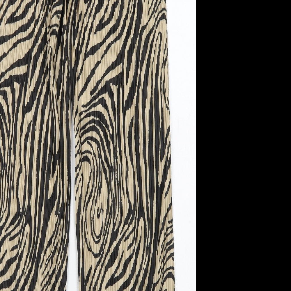 River Island Womens Brown Animal Print Polyester Dress Pants Trousers Size 8 L28 in Regular