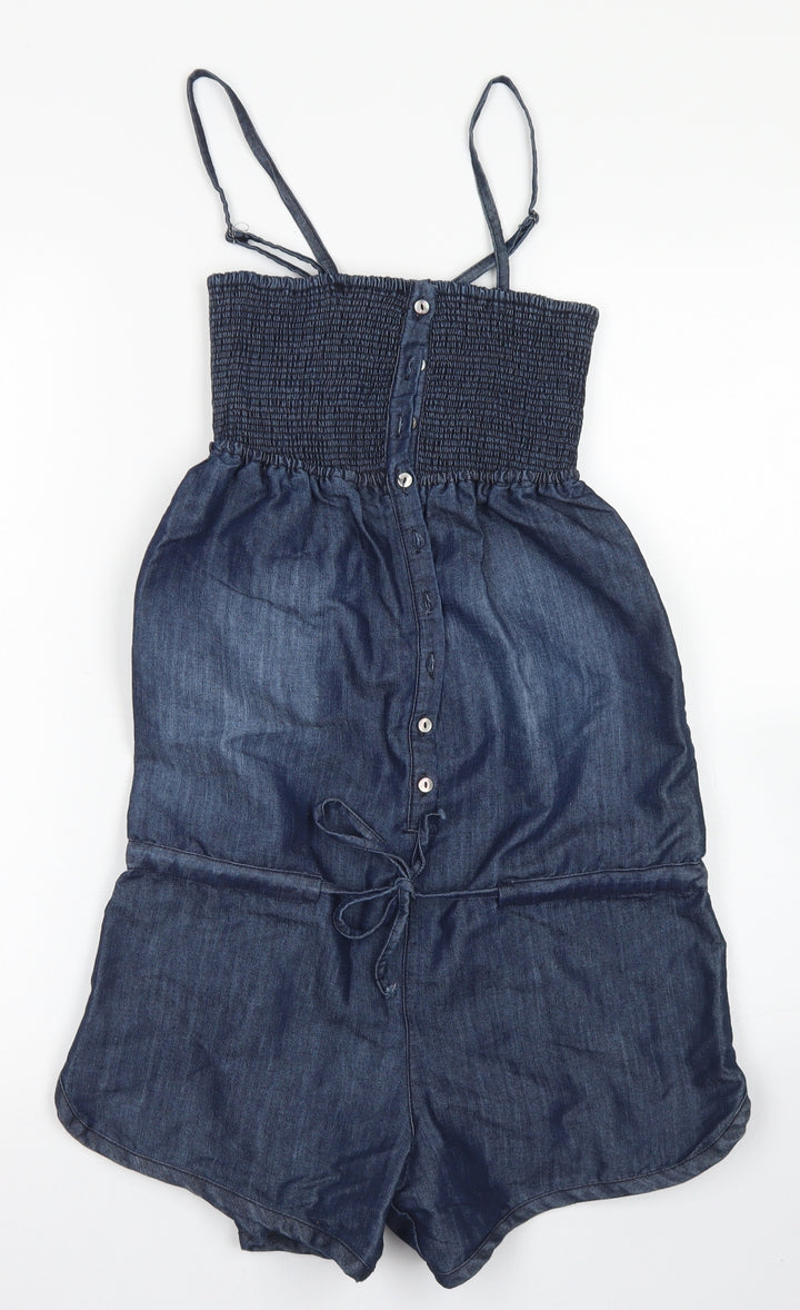 Denim Co Womens Blue Cotton Playsuit One-Piece Size 8