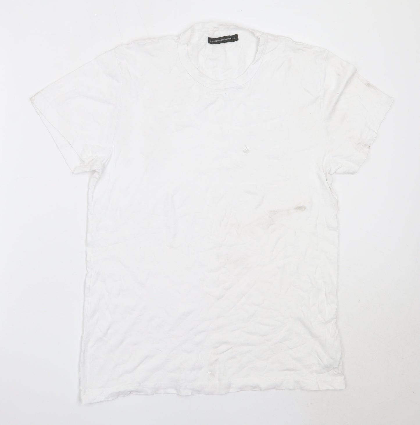 French Connection Mens White  Cotton  T-Shirt Size 2XL Round Neck