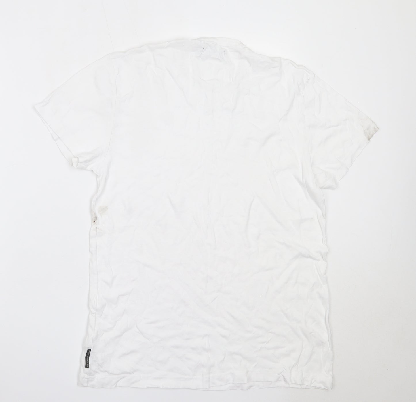 French Connection Mens White  Cotton  T-Shirt Size 2XL Round Neck