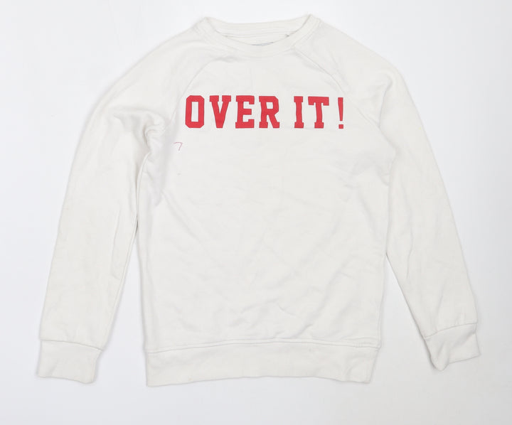 Primark Girls White  Cotton Pullover Sweatshirt Size 12-13 Years