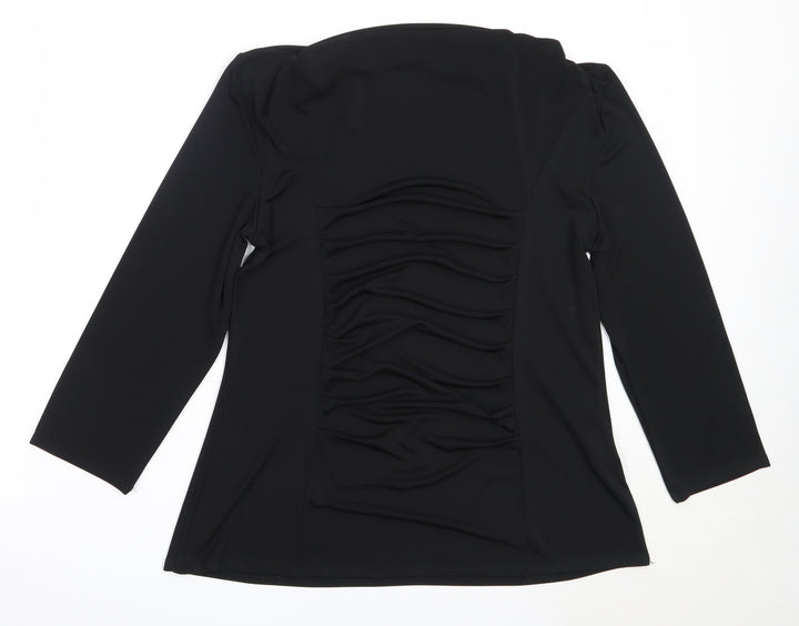 Saloos Womens Black Polyester Basic Blouse Size 14 Square Neck