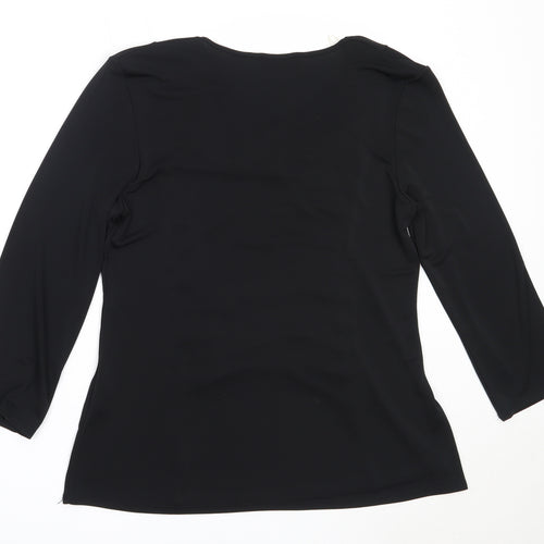 Saloos Womens Black  Polyester Basic Blouse Size 14 Square Neck