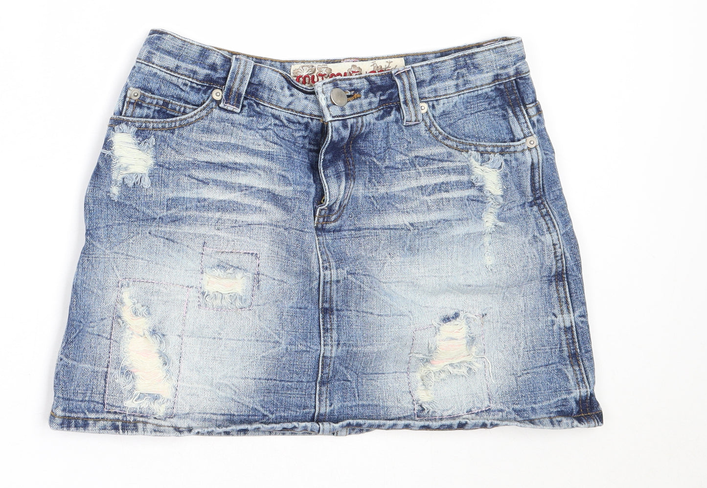 Miu Miu Womens Blue  Cotton Mini Skirt Size 27 in
