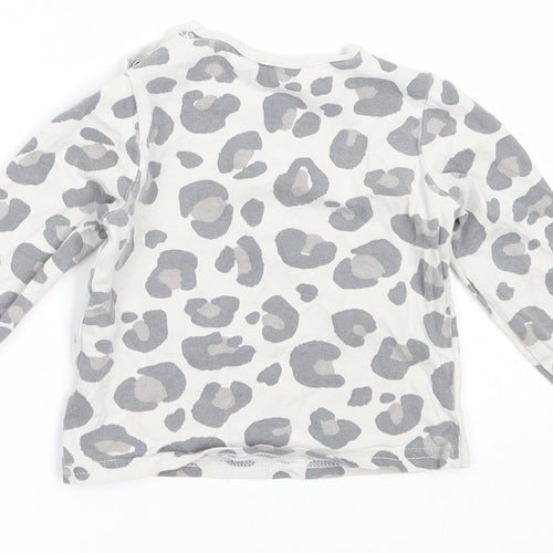 TU Girls Grey Animal Print Cotton Basic T-Shirt Size 6-9 Months Round Neck