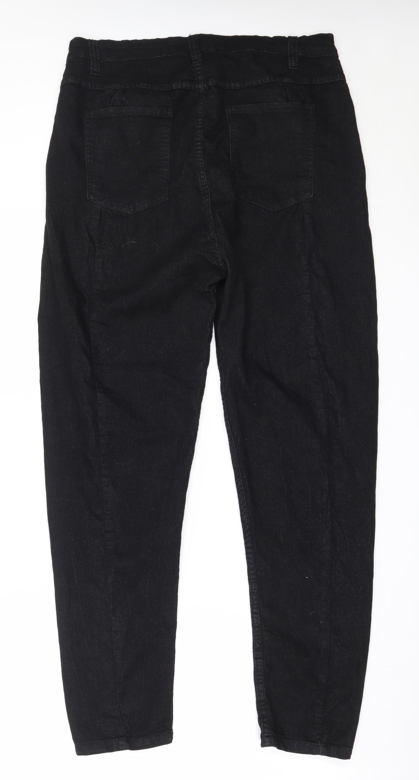 PRETTYLITTLETHING Womens Black  Cotton Straight Jeans Size 18 L29 in Regular